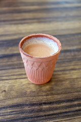 Indian tea in a traditional clay cup