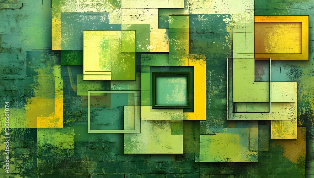 Poster abstract squares on textured wall