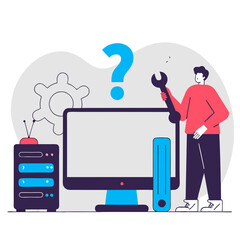 Computer troubleshooting concept illustration representing diagnostics and technical support  
