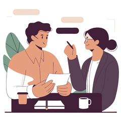 One to one meeting concept illustration symbolizing communication and professional discussion  
