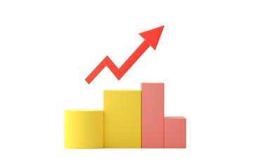  A bar graph arrow pointing up,  on Transparent PNG format Background. 