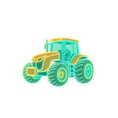 Obraz premium Tractor holographic 3D icon. neon symbol vector illustration isolated on white background. Generative AI