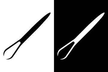 Stylized Tweezers Icon – Elegant Black and White Silhouette Design.
