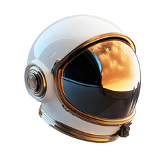 Futuristic Astronaut Helmet with Metallic Visor and Spherical Design