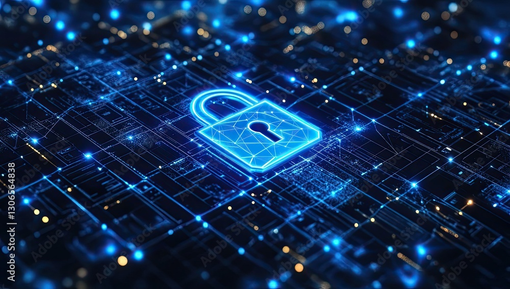 Poster Digital lock security on circuit board