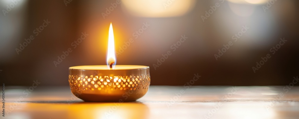 Poster self-growth concept. a warm candlelight glows softly in a decorative holder, creating a serene and i