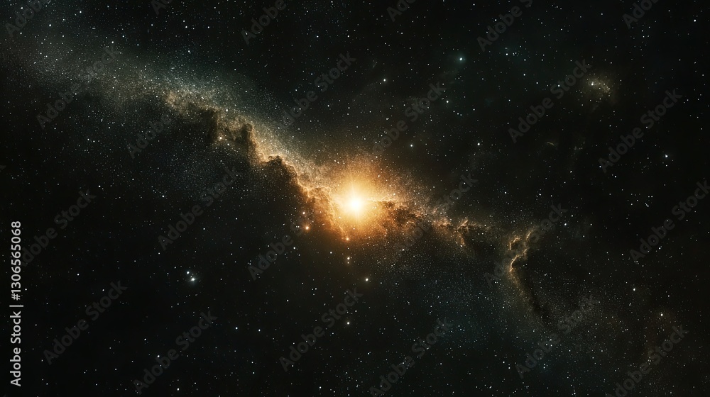 Canvas Prints a single bright star shines in the center of a dark cosmic sky surrounded by endless space the simpl