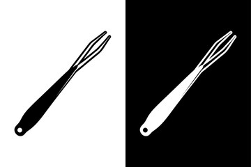 Stylized Tweezers Icon – Elegant Black and White Silhouette Design.