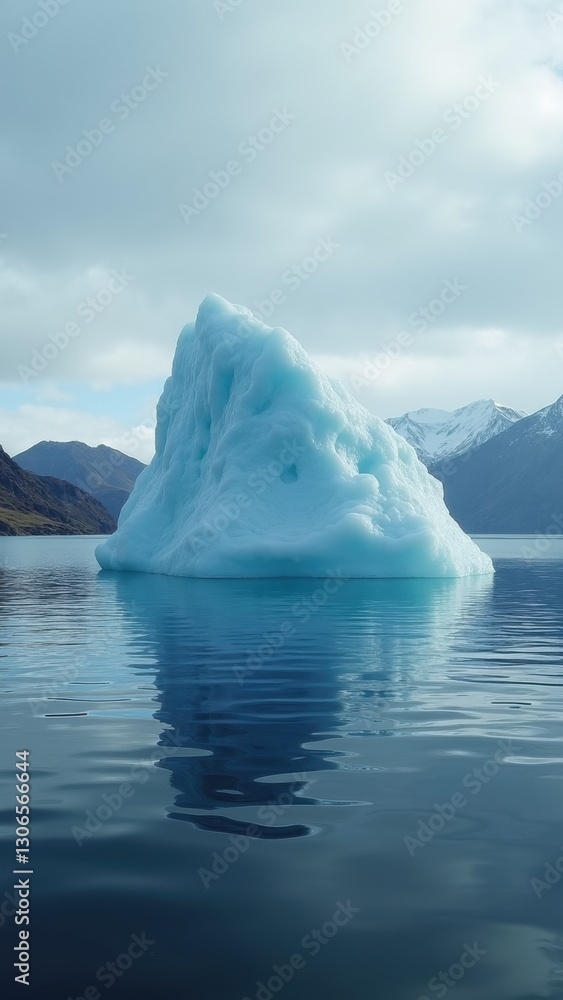 Aufkleber large ice block floating in the ocean. the water is calm and the sky is cloudy. concept of solitude 