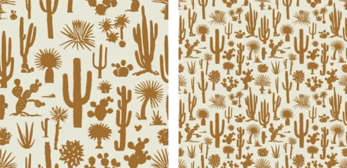 Keuken achterwand Landschap patronen Western Cactus Boho Earthy SouthWest Cowboy Nature Seamless Pattern Vector Illustration  © Levin
