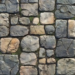 Obraz premium Cobblestone pavement texture, outdoor ground (1)