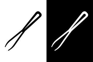 Stylized Tweezers Icon – Elegant Black and White Silhouette Design.
