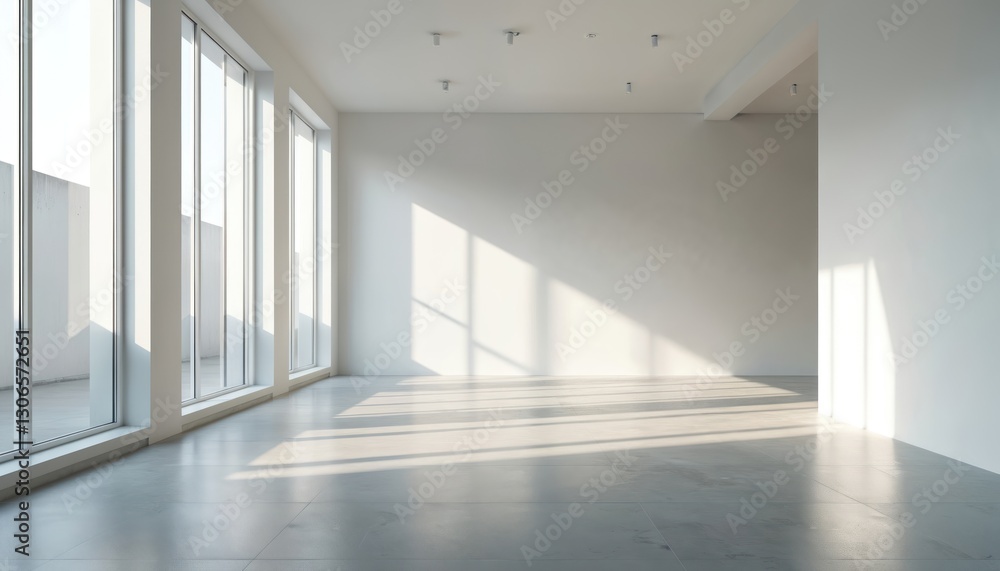 Leinwandbilder white building minimal design in empty wide space. polished concrete floor for mockup setting with a