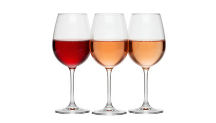 Three glasses of wine on a transparent background.