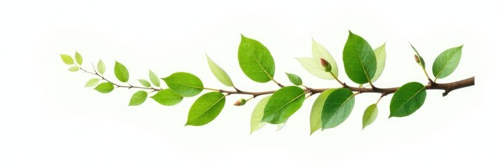 Obraz premium Leafy Branch with tiny Leaves isolated on white Background, vegetation, botanical