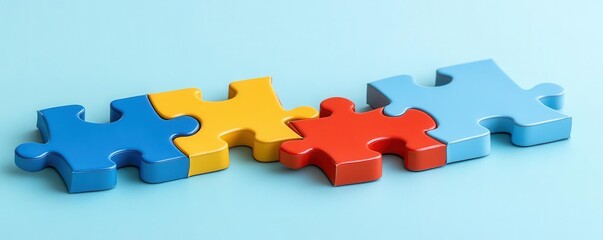 Obraz premium jigsaw puzzle pieces flat design front view toy theme water color Split-complementary color scheme