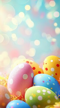 Bright, colorful Easter eggs with vibrant polka dots