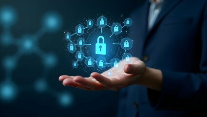 Zero Trust Security: Hand Interacting with Holographic Access Icons