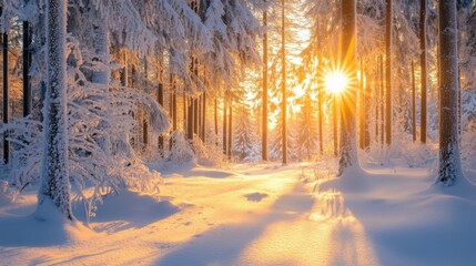 A breathtaking winter wonderland, snow-covered trees