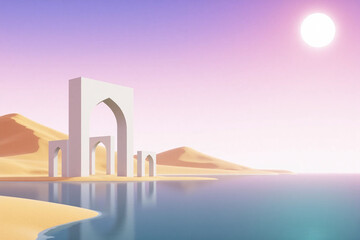 group of arches in the middle of a desert