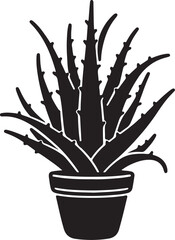 Fototapeta premium aloe vera plant in a pot logo silhouette design vector illustration