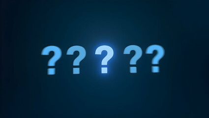 Interactive Question Panel Visualization: Floating Question Marks with Highlighted Selection in Digital Interface - Stock Photo Concept with Empty Space for Customization