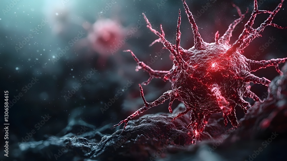 Poster captivating molecular structure of an unknown virus glowing in otherworldly hues a high definition p