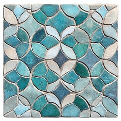 Beautiful mosaic tile design showcasing intricate teal patterns.