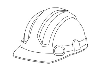 Continuous One Line Worker Safety Helmet | Minimalist Protective Gear Vector Illustration