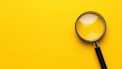 Magnifying glass on yellow background