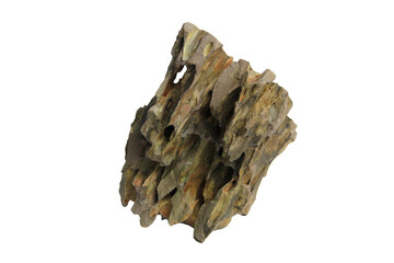 Obraz premium Compact dragon stone with a weathered appearance and porous texture isolated on transparent background. PNG transparency