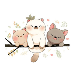 Playful and whimsical cat illustrations in vibrant and minimalist designs