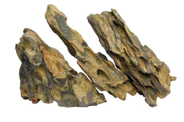 Dragon stone with multiple pointed formations and a realistic rocky isolated on transparent background. PNG transparency	