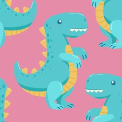 seamless dinosaur pattern with pink background