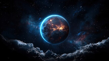 Obraz premium Earth in Cosmic Cloudscape