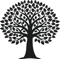 Fototapeta premium Elegant Tree Silhouette - Black Vector Illustration