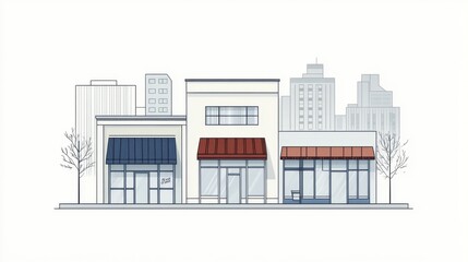 Naklejka premium City Street Scene with Shops