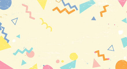 Vibrant 90s Retro Geometric Abstract Background Design Pastel Colors Shapes
