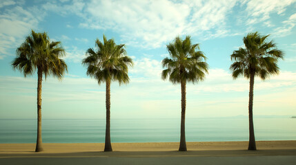 Obraz premium Palm trees in summer on a beach.