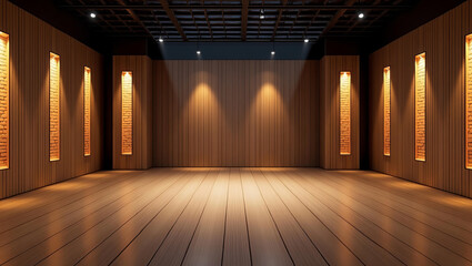 Background for wooden TV studio 3d rendering