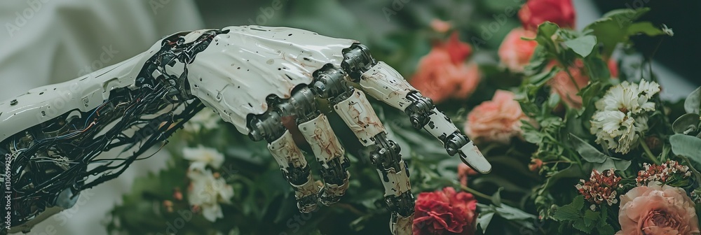 Poster advanced mechanics are on display in a laboratory setting as a robotic prosthetic hand skillfully cl