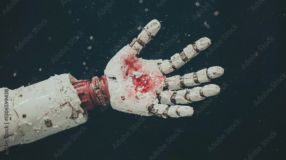 Poster in a cutting-edge technology lab, a robotic prosthetic hand demonstrates its precision by gripping a