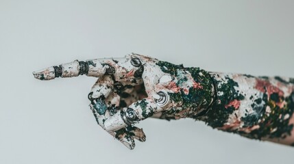 Stock image of a robotic prosthetic hand gripping a pen, demonstrating its capacity for advanced functionality and precision in everyday situations