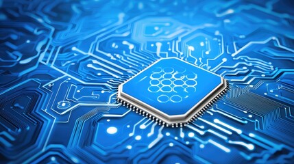 Abstract digital chip, circuit board, technology, data processing, innovation, future tech