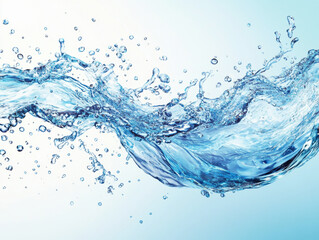 Dynamic water splash creating wave patterns in bright background