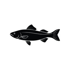 Haddock Silhouette Vector Art | Black Haddock Fish Illustration Design