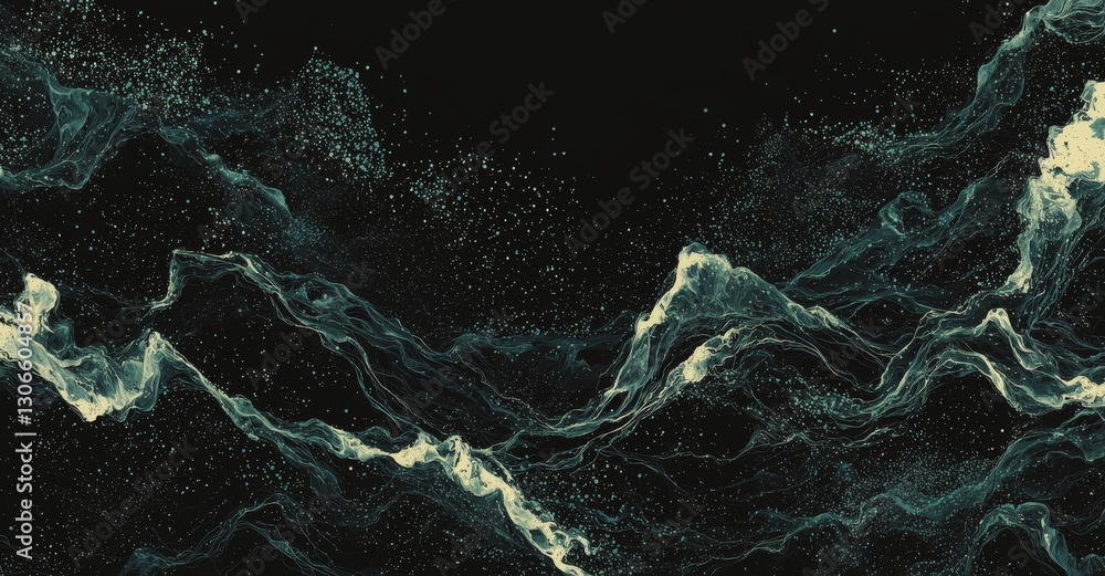 Poster a computer-generated abstract background depicting a futuristic network that links numerous dots tog