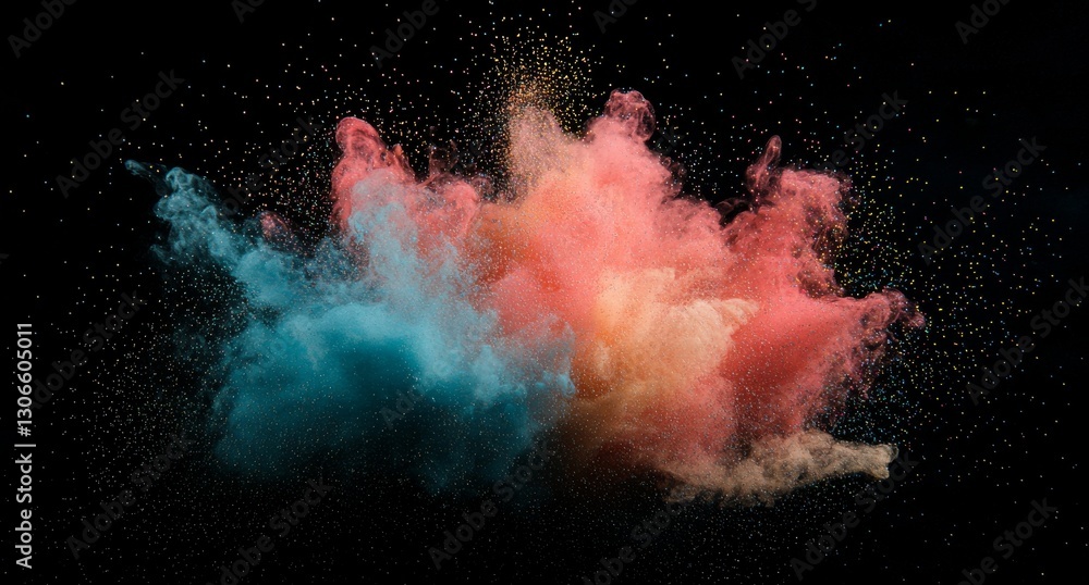 Poster glittering lights in a rainbow spectrum set against an abstract and sparkling background
