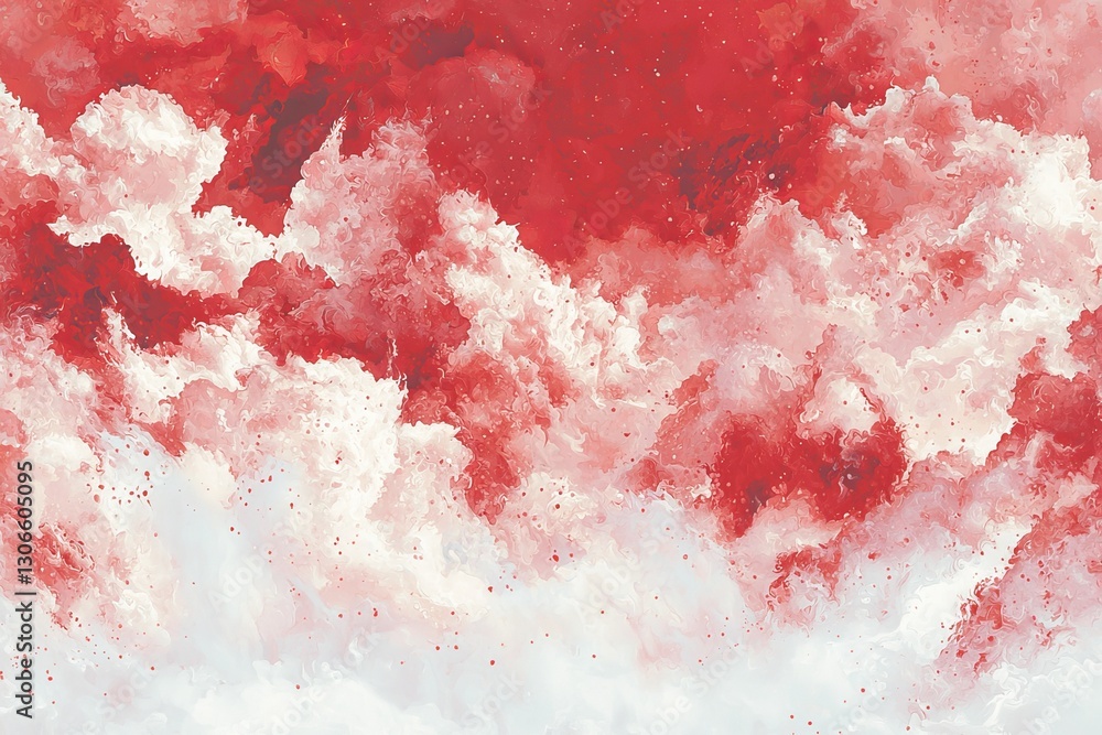 Poster freezing the motion of exploding or thrown red powder results in an abstract powder splattered backg
