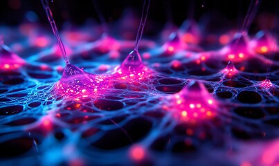 Glowing Network, Abstract Art, Pink Blue